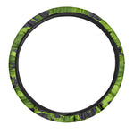 Lime Green Camouflage Print Car Steering Wheel Cover