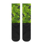 Lime Green Camouflage Print Crew Socks