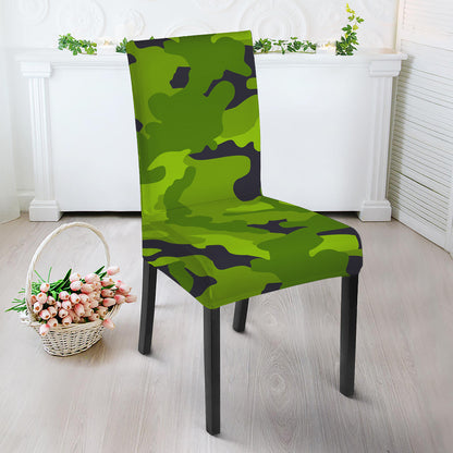 Lime Green Camouflage Print Dining Chair Slipcover
