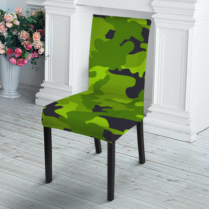 Lime Green Camouflage Print Dining Chair Slipcover