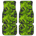 Lime Green Camouflage Print Front and Back Car Floor Mats