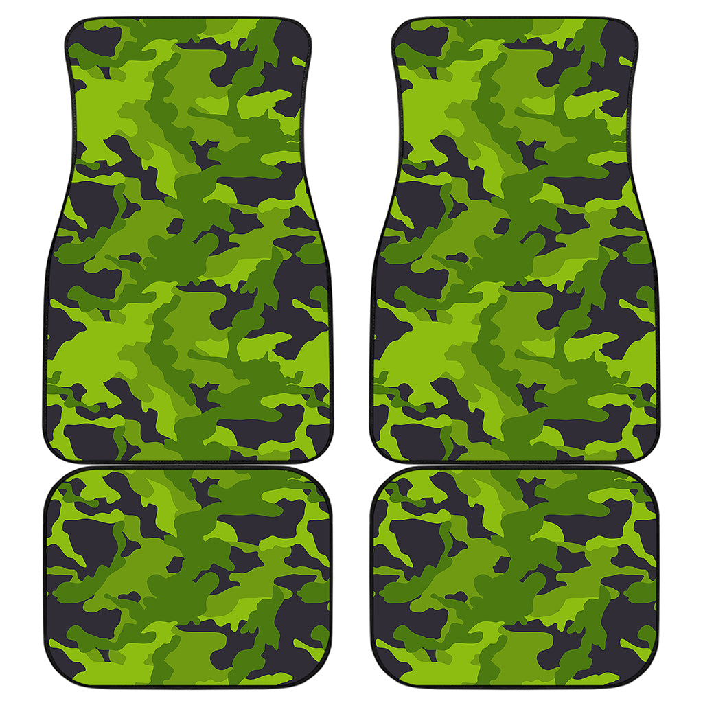 Lime Green Camouflage Print Front and Back Car Floor Mats