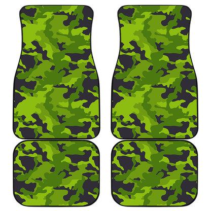 Lime Green Camouflage Print Front and Back Car Floor Mats