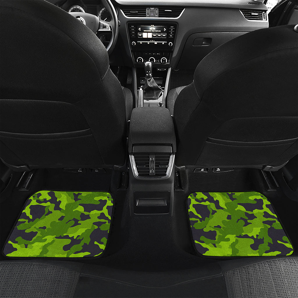 Lime Green Camouflage Print Front and Back Car Floor Mats