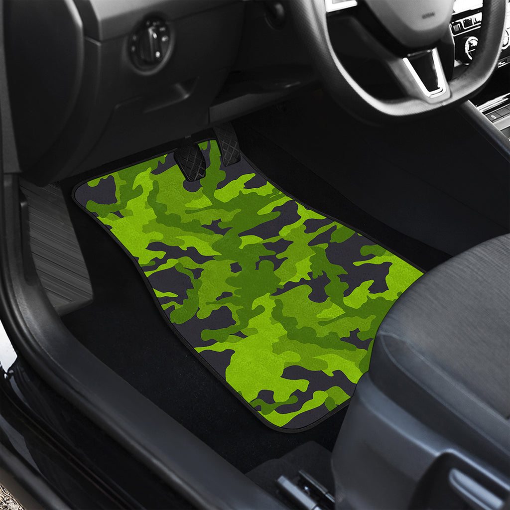 Lime Green Camouflage Print Front and Back Car Floor Mats
