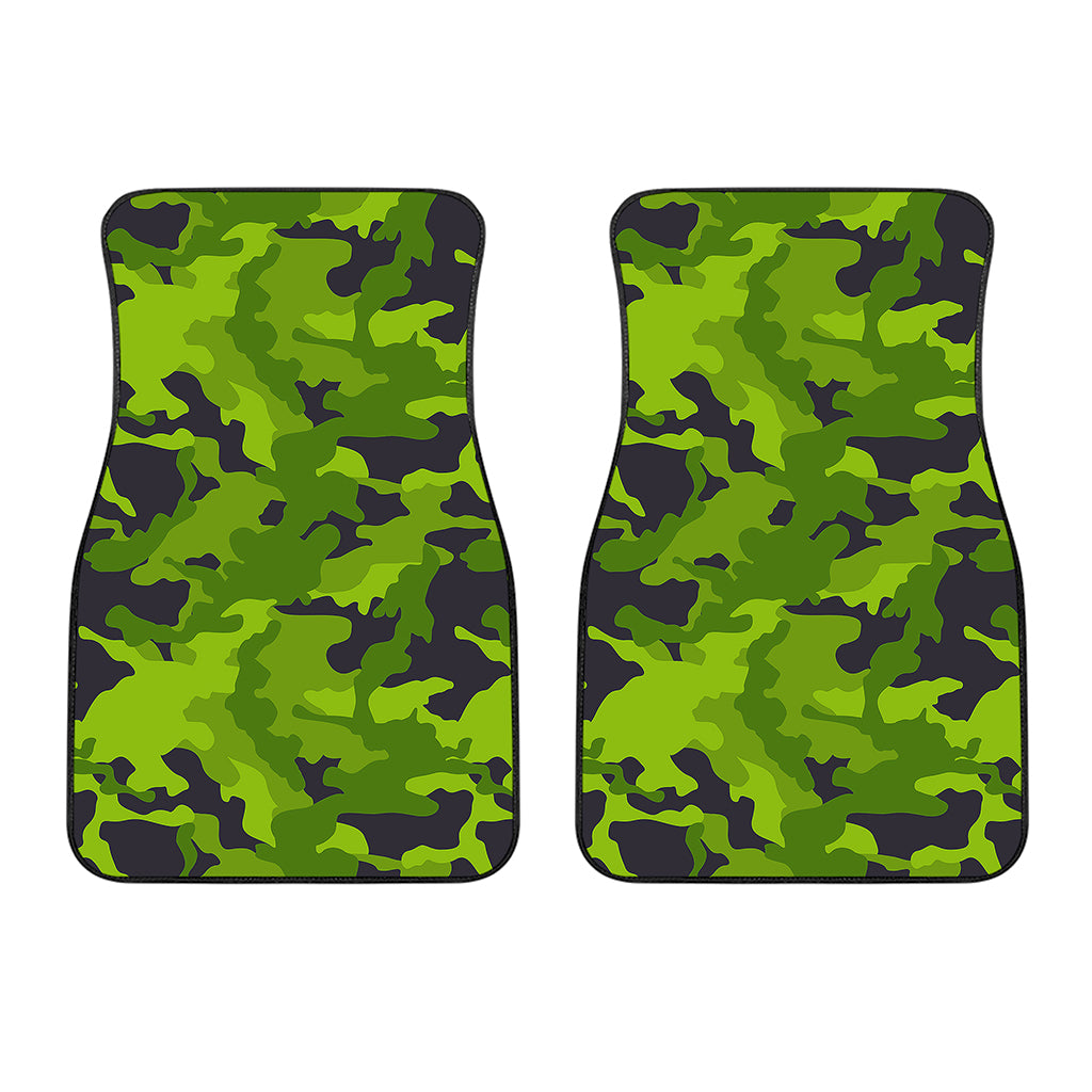 Lime Green Camouflage Print Front Car Floor Mats