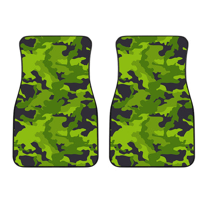 Lime Green Camouflage Print Front Car Floor Mats