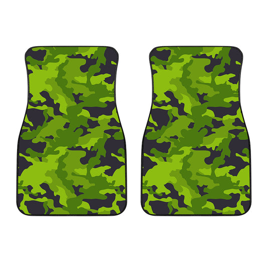 Lime Green Camouflage Print Front Car Floor Mats