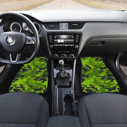 Lime Green Camouflage Print Front Car Floor Mats