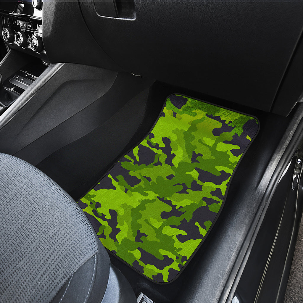 Lime Green Camouflage Print Front Car Floor Mats