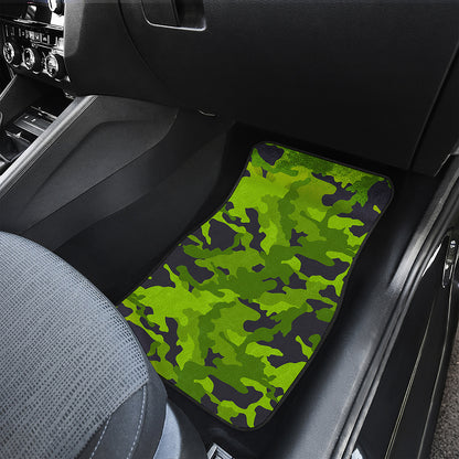 Lime Green Camouflage Print Front Car Floor Mats