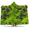 Lime Green Camouflage Print Hooded Blanket