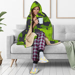 Lime Green Camouflage Print Hooded Blanket