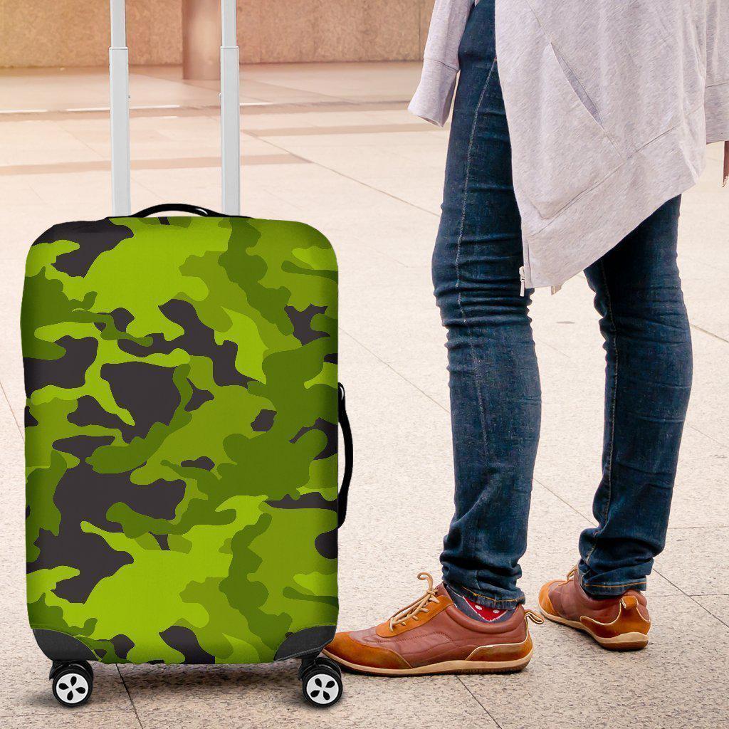 Lime Green Camouflage Print Luggage Cover GearFrost