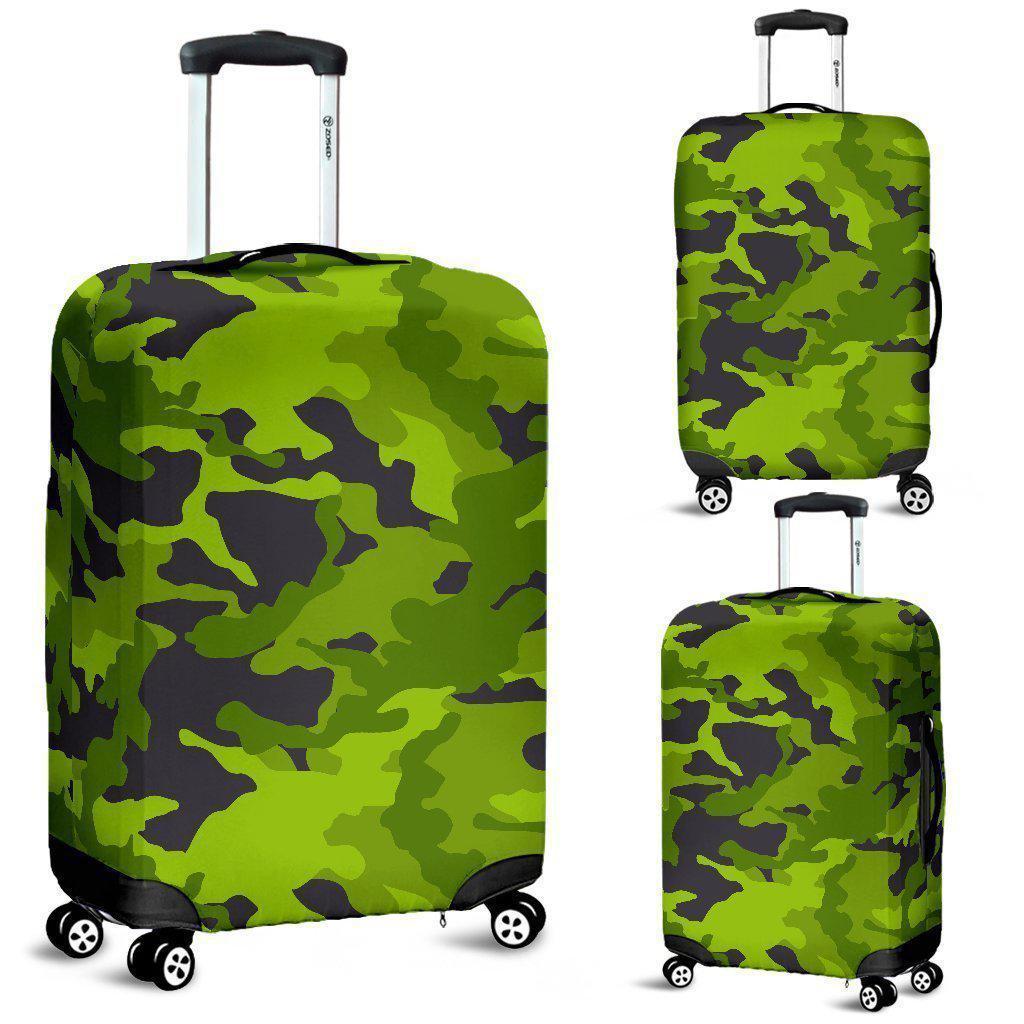 Lime Green Camouflage Print Luggage Cover GearFrost