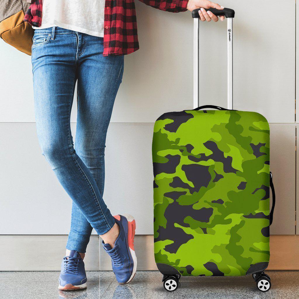 Lime Green Camouflage Print Luggage Cover GearFrost