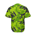 Lime Green Camouflage Print Men's Baseball Jersey