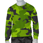 Lime Green Camouflage Print Men's Crewneck Sweatshirt GearFrost