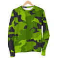 Lime Green Camouflage Print Men's Crewneck Sweatshirt