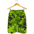 Lime Green Camouflage Print Men's Shorts