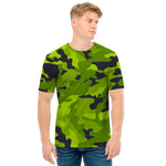 Lime Green Camouflage Print Men's T-Shirt