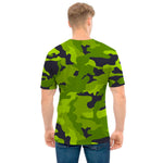 Lime Green Camouflage Print Men's T-Shirt