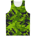 Lime Green Camouflage Print Men's Tank Top