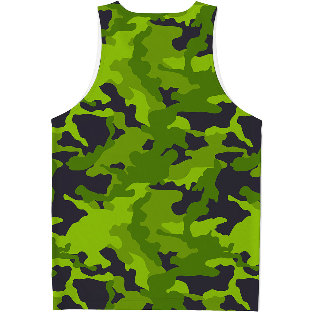 Lime Green Camouflage Print Men's Tank Top