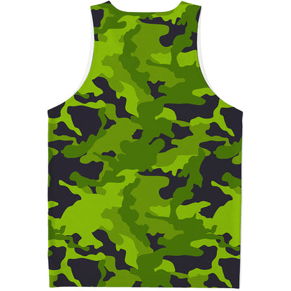 Lime Green Camouflage Print Men's Tank Top
