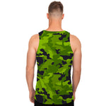 Lime Green Camouflage Print Men's Tank Top