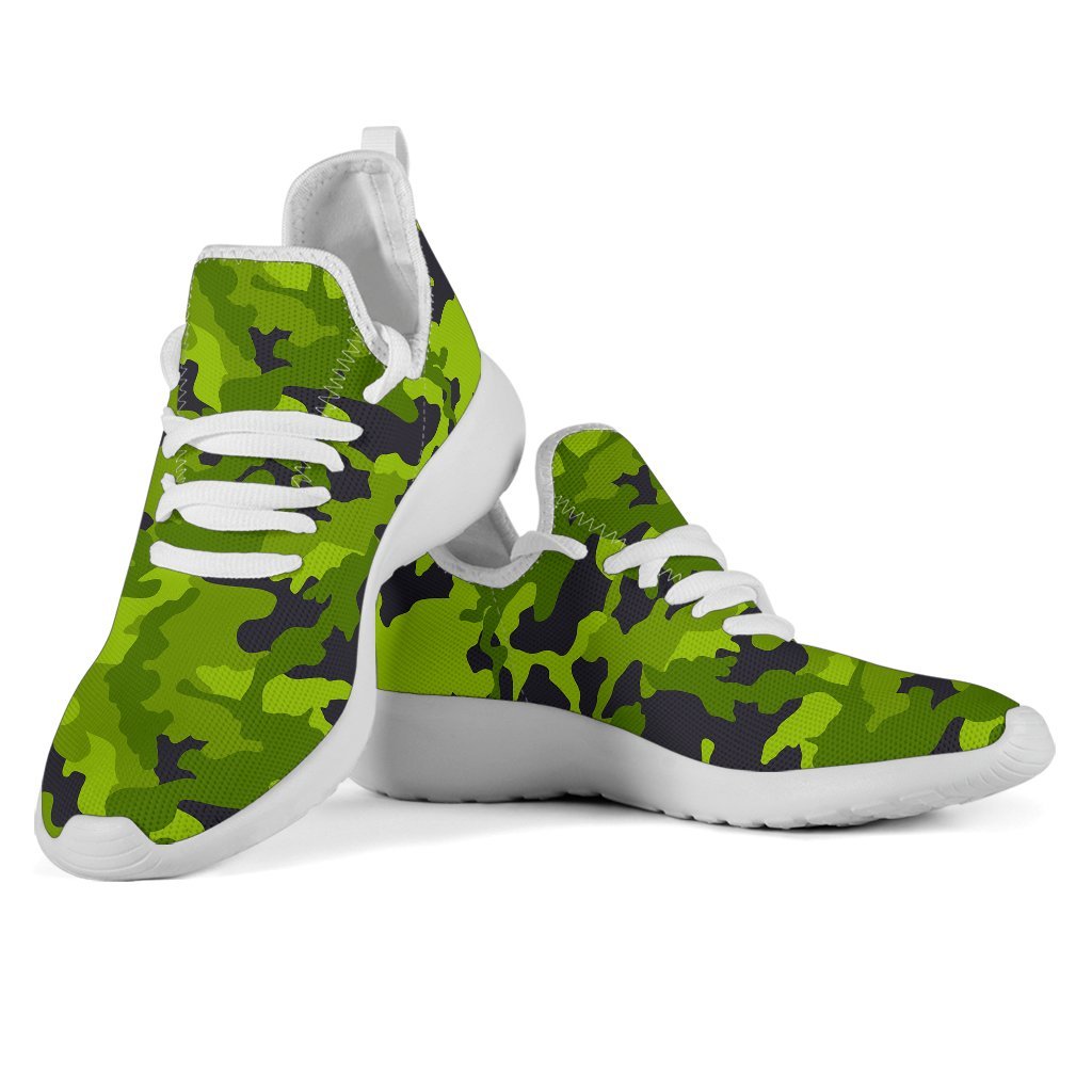 Lime Green Camouflage Print Mesh Knit Shoes GearFrost