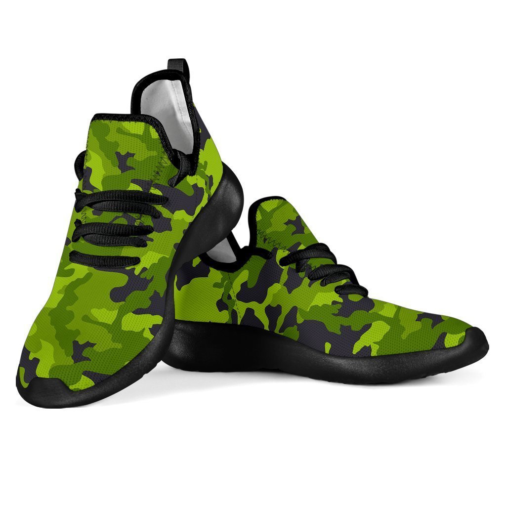 Lime Green Camouflage Print Mesh Knit Shoes GearFrost