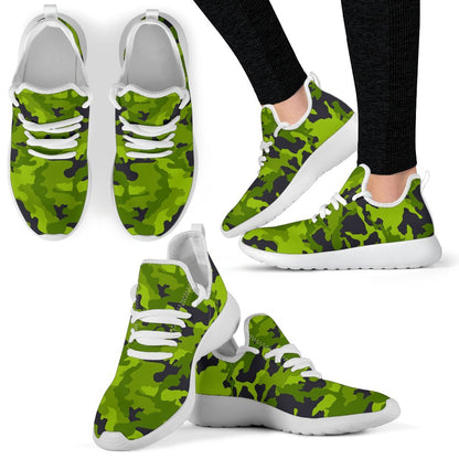 Lime Green Camouflage Print Mesh Knit Shoes GearFrost