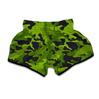 Lime Green Camouflage Print Muay Thai Boxing Shorts
