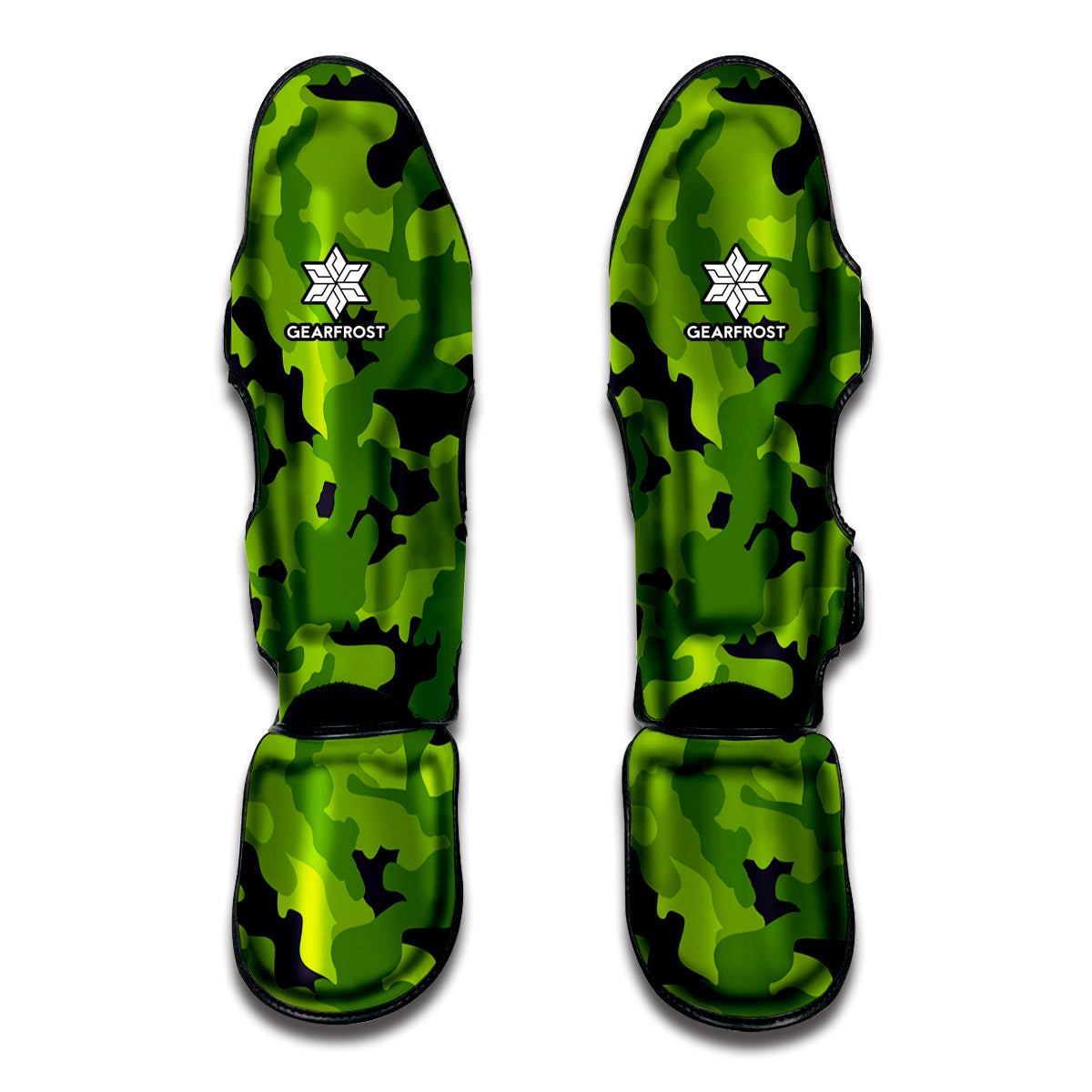 Lime Green Camouflage Print Muay Thai Shin Guard