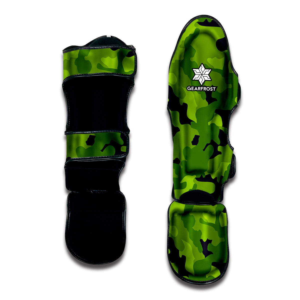 Lime Green Camouflage Print Muay Thai Shin Guard