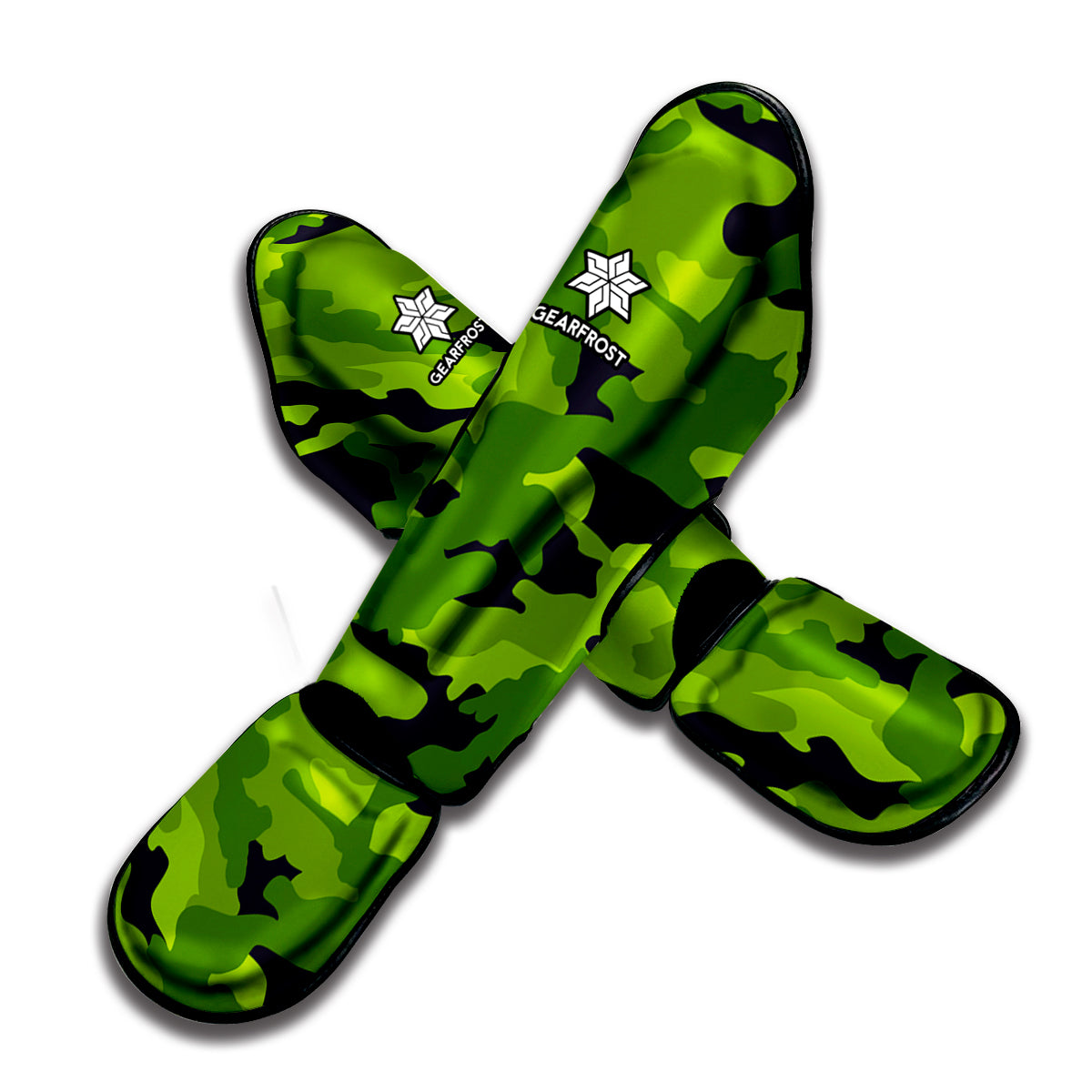 Lime Green Camouflage Print Muay Thai Shin Guard