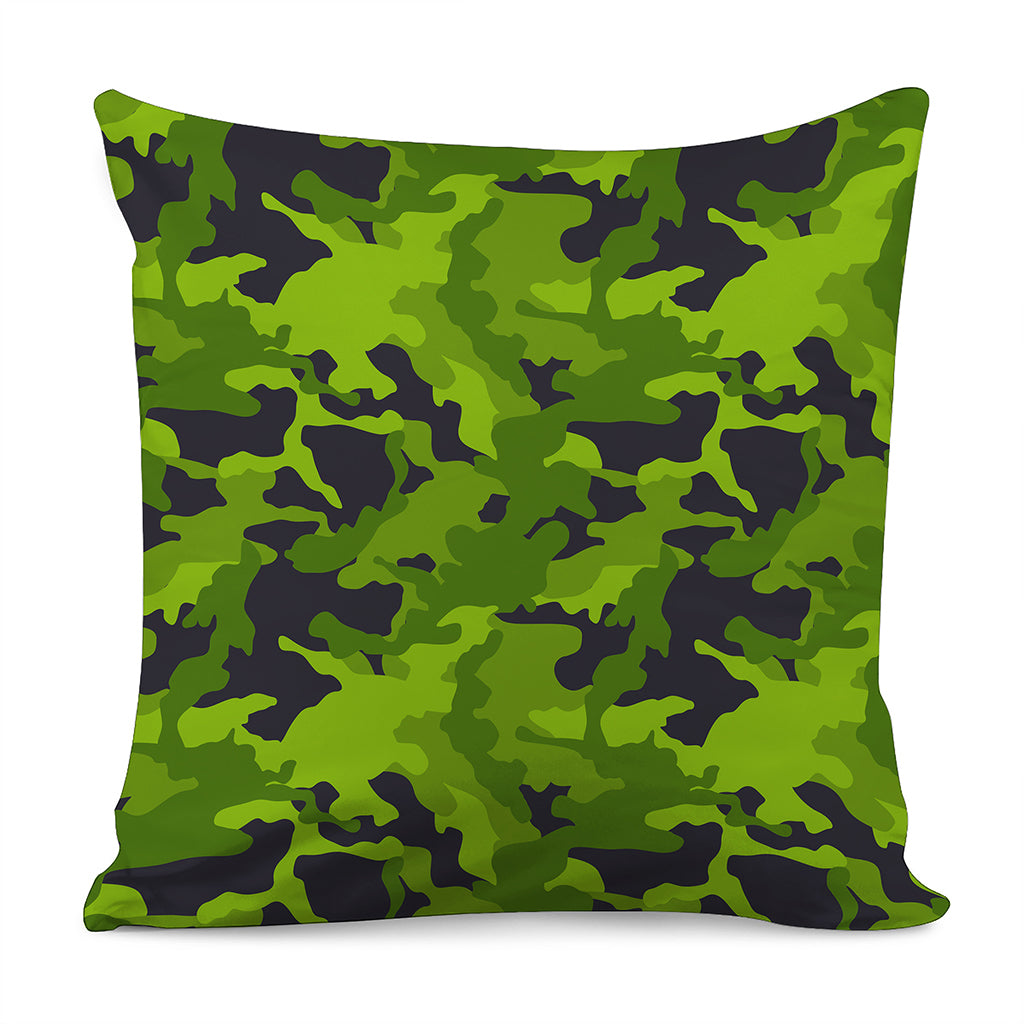 Lime Green Camouflage Print Pillow Cover
