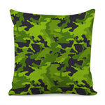 Lime Green Camouflage Print Pillow Cover