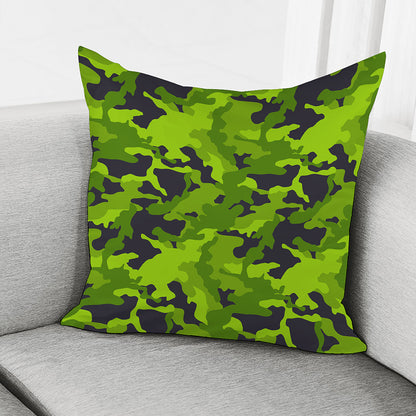 Lime Green Camouflage Print Pillow Cover
