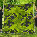 Lime Green Camouflage Print Quilt