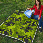 Lime Green Camouflage Print Quilt