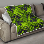 Lime Green Camouflage Print Quilt