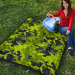 Lime Green Camouflage Print Quilt
