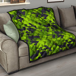 Lime Green Camouflage Print Quilt