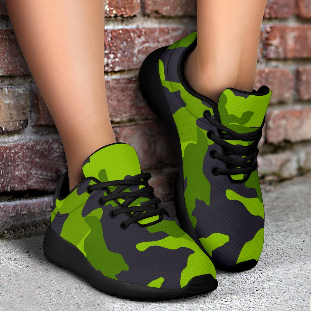 Lime Green Camouflage Print Sport Shoes GearFrost