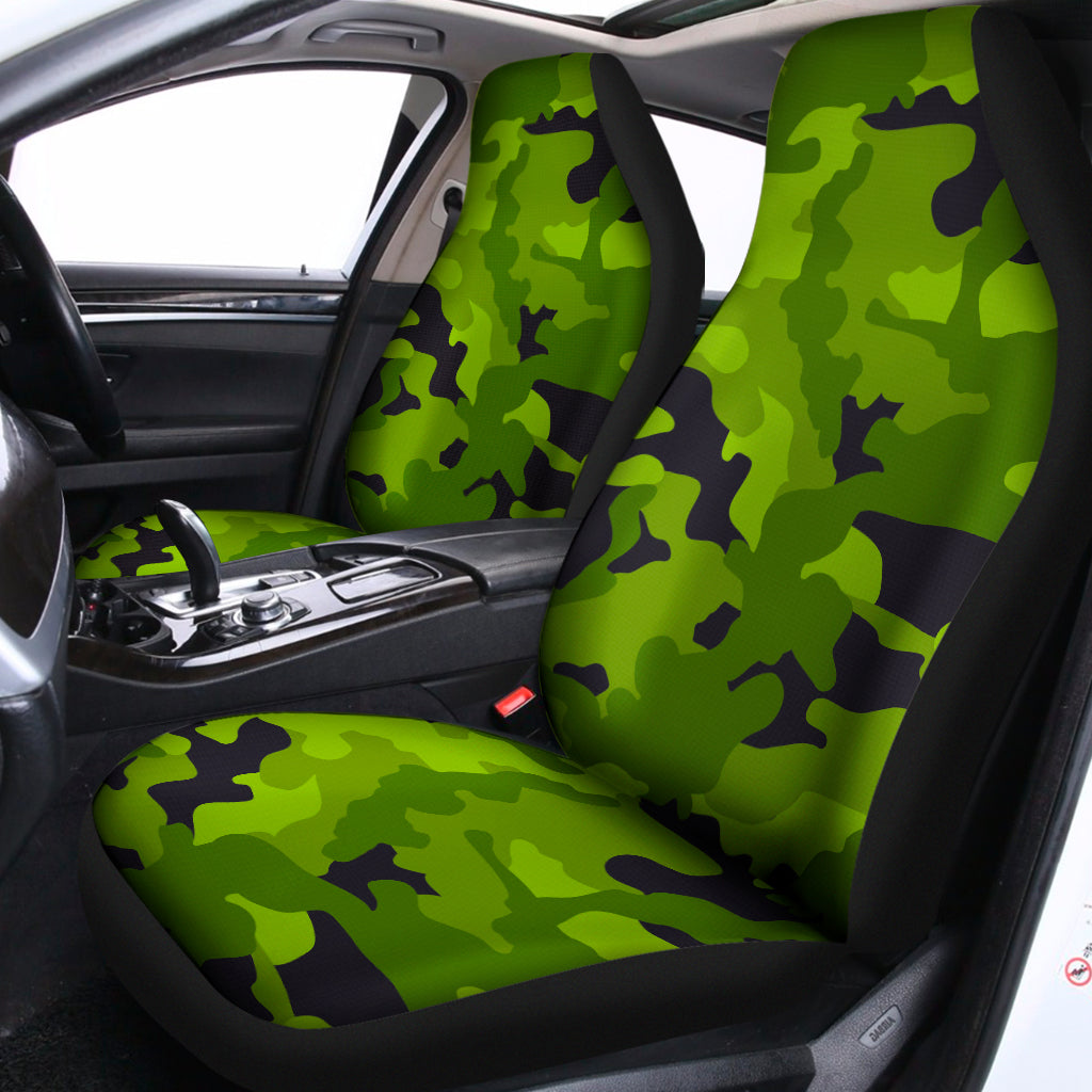 Lime Green Camouflage Print Universal Fit Car Seat Covers