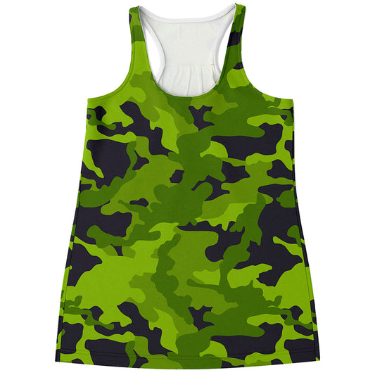 Lime Green Camouflage Print Women's Racerback Tank Top
