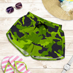 Lime Green Camouflage Print Women's Shorts
