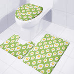 Lime Green Fried Eggs Pattern Print 3 Piece Bath Mat Set
